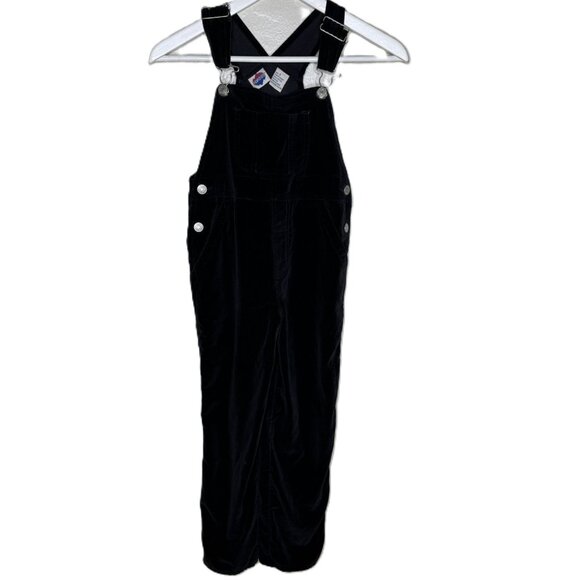 Vintage 90s Girls New Legends Black Velvet Bib Overalls, Back to School, Small - Picture 1 of 9